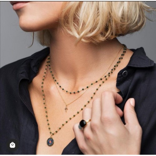 Collier facetté Inde, Onyx...