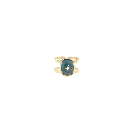 Bague acier doré, Apatite...