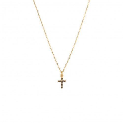 Collier Etoile croix, Zirconium noir