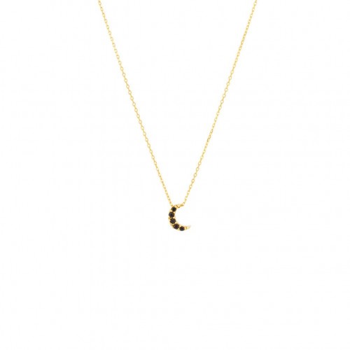 Collier Etoile lune, Zirconium noir