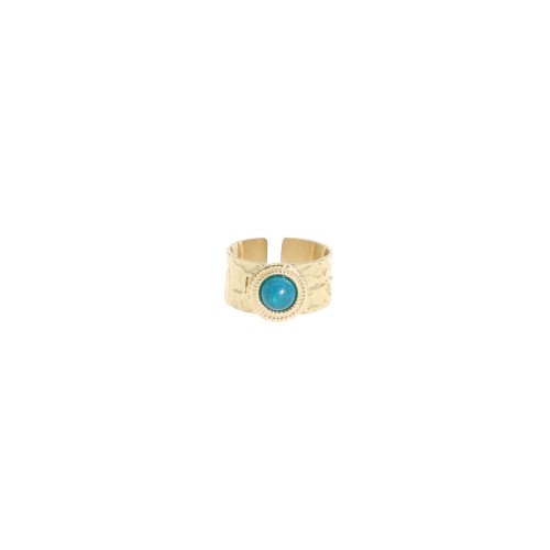 Bague acier doré, Apatite...