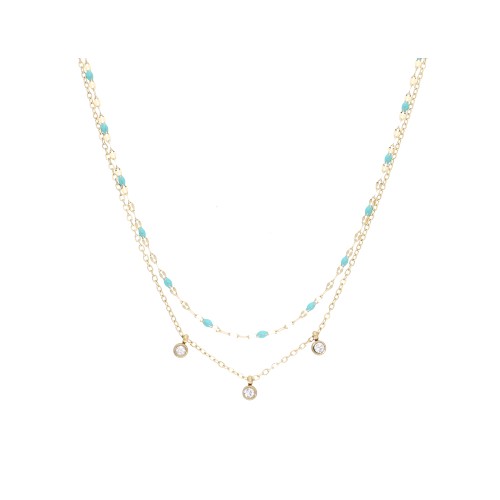 Collier acier doré, Turquoise
