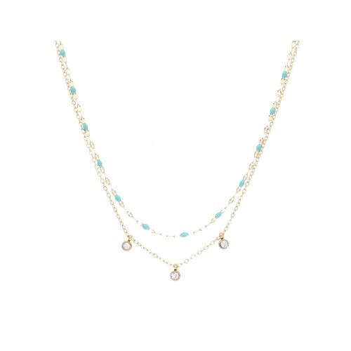 Collier acier doré, Turquoise