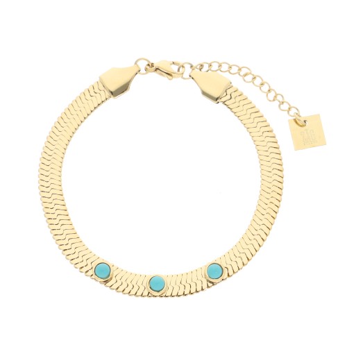 Bracelet acier doré, Turquoise