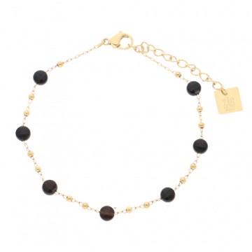 Bracelet acier doré, Onyx noir