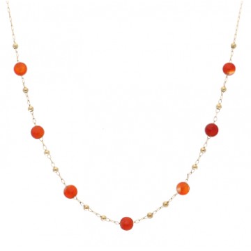 Collier acier doré, Cornaline