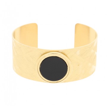 Bracelet acier doré, Onyx noir