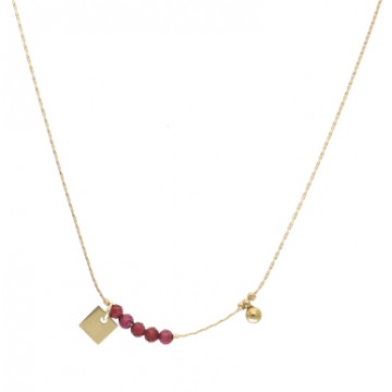Collier acier doré, Fuchsia