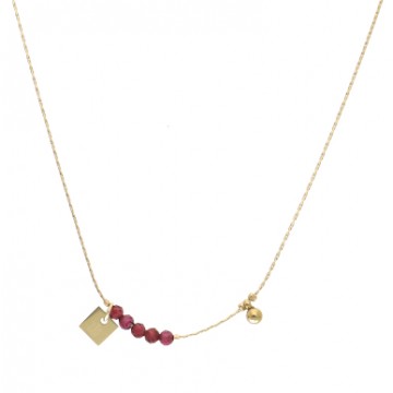 Collier acier doré, Fuchsia