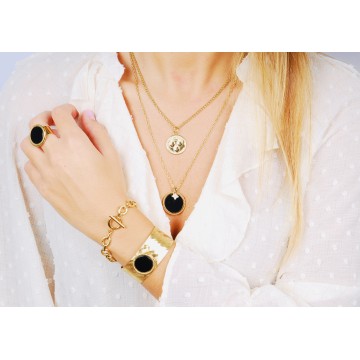 Collier acier doré