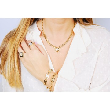 Bracelet acier doré, Zirconium