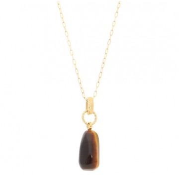 Collier acier doré, Oeil de...