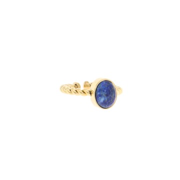 Bague acier doré, Lapis lazuli