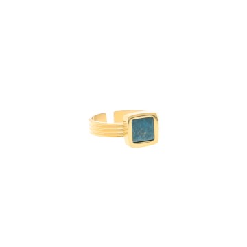 Bague acier doré, Apatite...