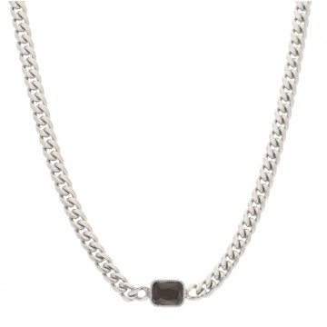 Collier acier uni, Quartz fumé