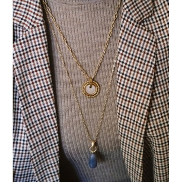 Collier acier doré, Oeil de...