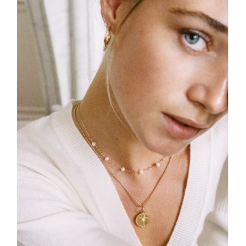 Collier acier doré, Cornaline