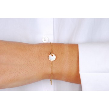 Bracelet acier doré, Nacre et Zirconium