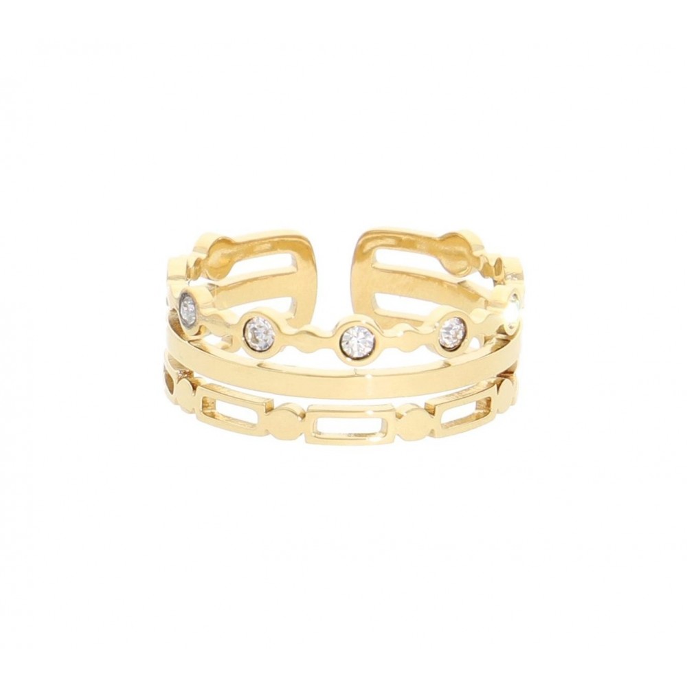 Bague acier doré, Zirconium Bague acier doré, Zirconium