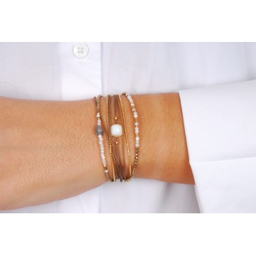 Bracelet acier doré, Nacre et Perle