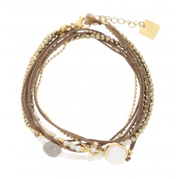 Bracelet acier doré, Nacre et Perle