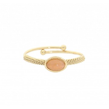 Bague acier doré, Pierre de soleil