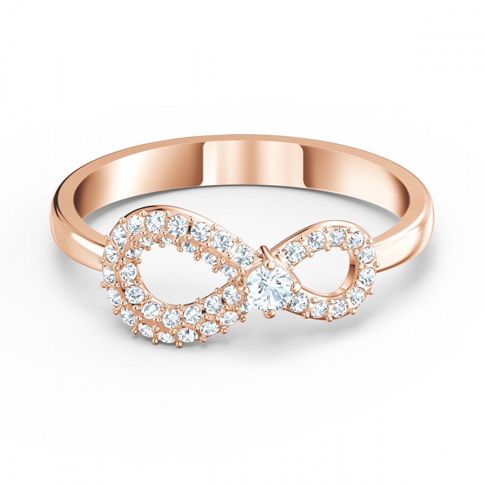 Bague Swarovski Infinity, cristal blanc, métal rosé Bague Swarovski Infinity, cristal blanc, métal rosé
