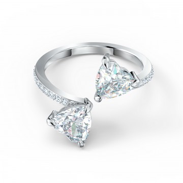 Bague Attract Soul Heart, cristal blanc, métal rhodié