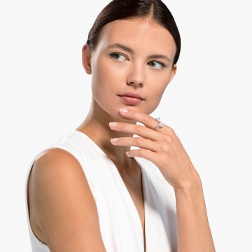 Bague Attract Soul Heart, cristal blanc, métal rhodié