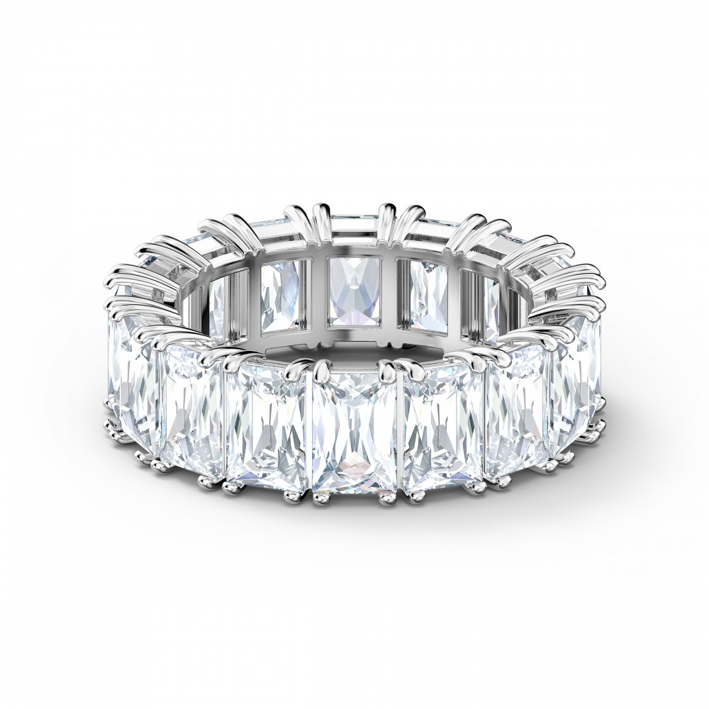 Bague Vittore Wide, cristal blanc, métal rhodié Bague Vittore Wide, cristal blanc, métal rhodié