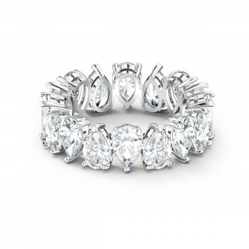 Bague Vittore Pear, cristal blanc, métal rhodié