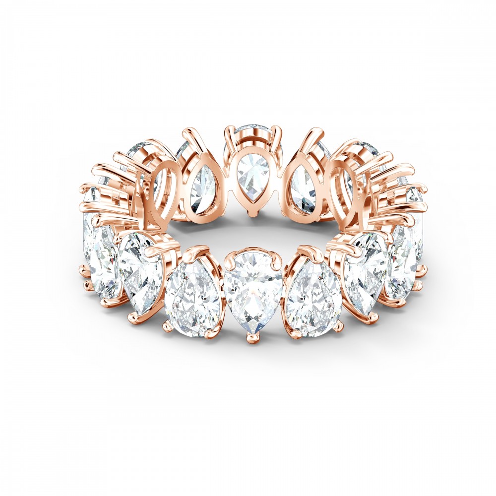 Bague Vittore Pear, cristal blanc, métal rosé Bague Vittore Pear, cristal blanc, métal rosé