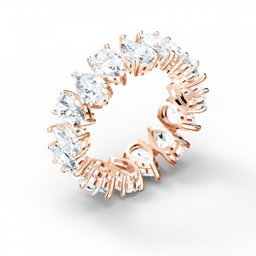 Bague Vittore Pear, cristal blanc, métal rosé