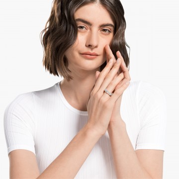 Bague Vittore Pear, cristal blanc, métal rosé
