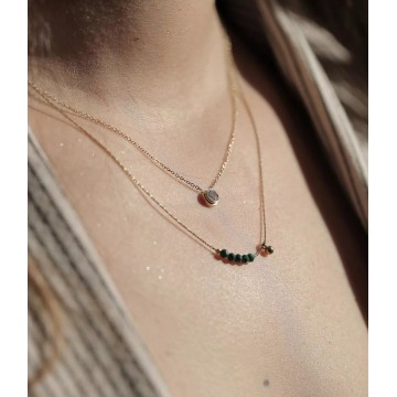 Collier acier doré, Amazonite