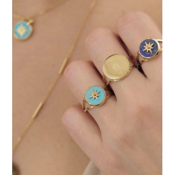 Bague acier doré, Amazonite