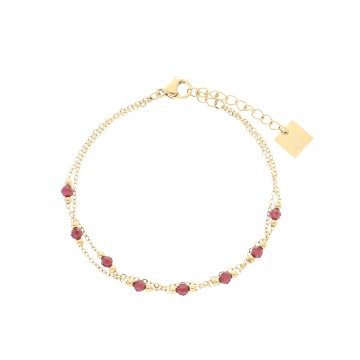 Bracelet acier doré, Grenat