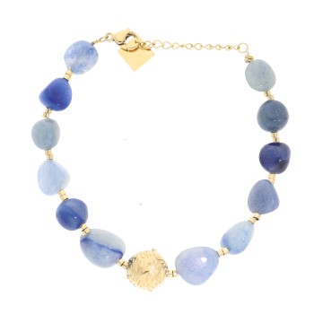 Bracelet acier doré, Lapis...