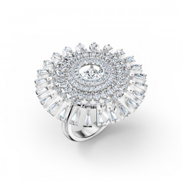 Bague Sparkling Dance Dial Up, cristal blanc, métal rhodié