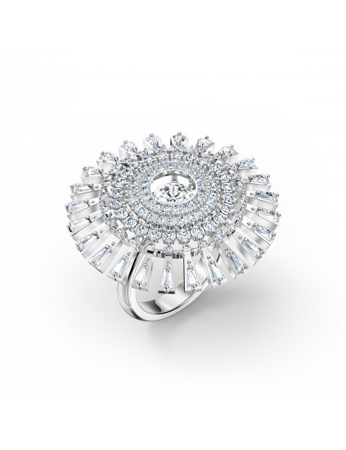Bague Sparkling Dance Dial Up, cristal blanc, métal rhodié