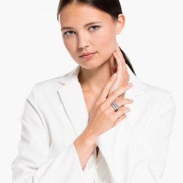 Bague Twist Wrap, cristal blanc, métal rhodié
