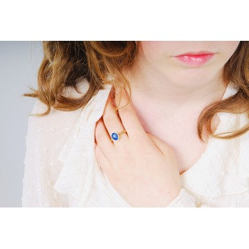 Bague acier doré, Lapis lazuli