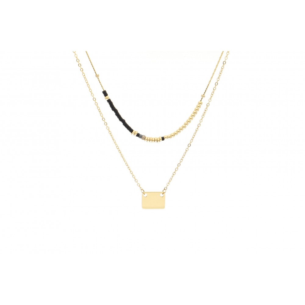 Collier acier doré, Noir Collier acier doré, Noir
