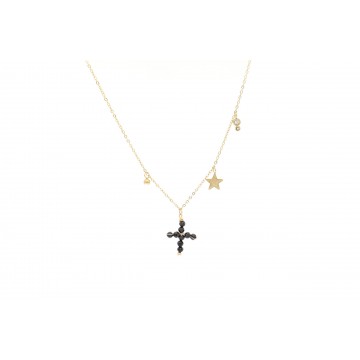 Collier acier doré, Spinelle noire