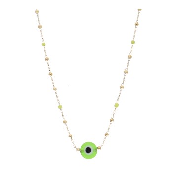 Collier acier doré, Vert