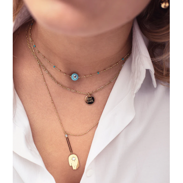 Collier acier doré, Vert