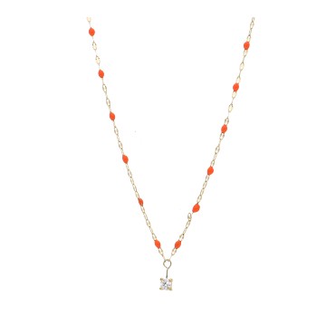 Collier acier doré, Corail