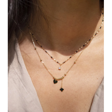 Collier acier doré, Corail