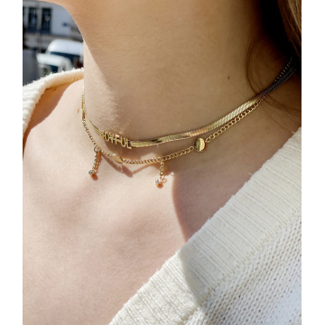 Collier acier doré