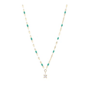 Collier acier doré, Vert